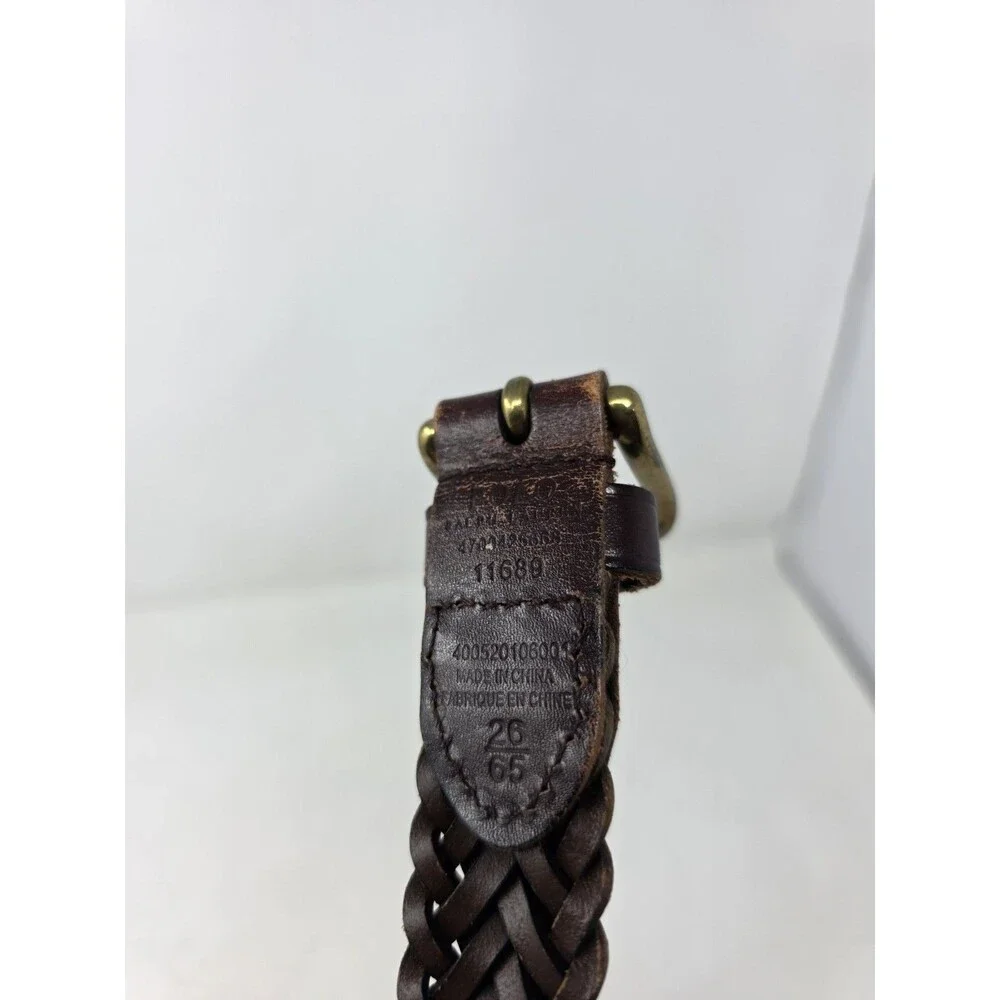 Vtg Polo Ralph Lauren Belt Size 26 Braided Woven Brown Leather Brass Buckle GUC